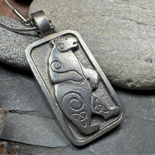 Load image into Gallery viewer, Celtic Spiral Bear Pewter Necklace