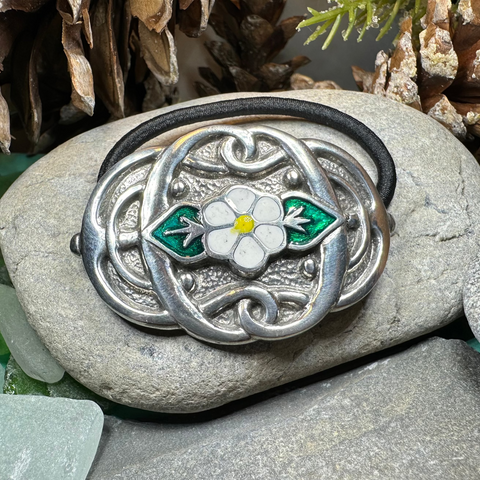 Load image into Gallery viewer, White Rose Ponytail Holder