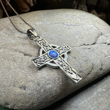 Load image into Gallery viewer, Rhys Opal Celtic Cross Necklace