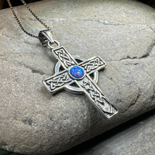 Load image into Gallery viewer, Rhys Opal Celtic Cross Necklace