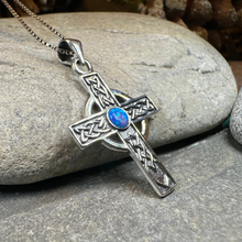 Load image into Gallery viewer, Rhys Opal Celtic Cross Necklace