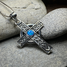 Load image into Gallery viewer, Rhys Opal Celtic Cross Necklace