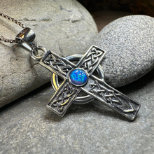 Load image into Gallery viewer, Rhys Opal Celtic Cross Necklace