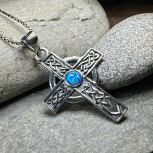 Load image into Gallery viewer, Rhys Opal Celtic Cross Necklace