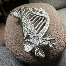Load image into Gallery viewer, Artisan Irish Celtic Harp Brooch