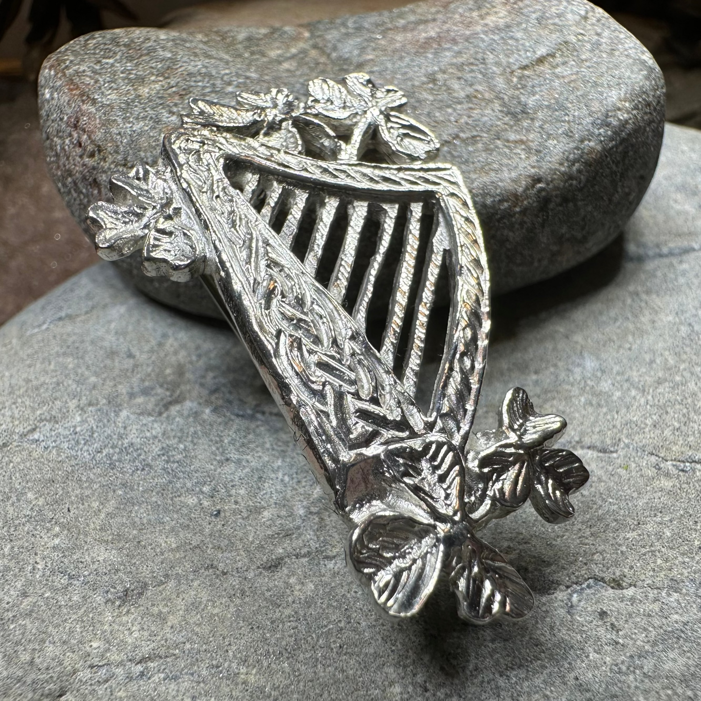 Artisan Irish Celtic Harp Brooch - Handmade in Ireland