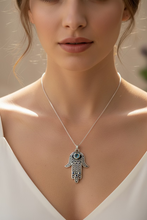 Load image into Gallery viewer, Blue Dream Hamsa Hand Necklace
