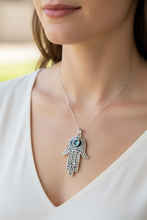 Load image into Gallery viewer, Blue Dream Hamsa Hand Necklace
