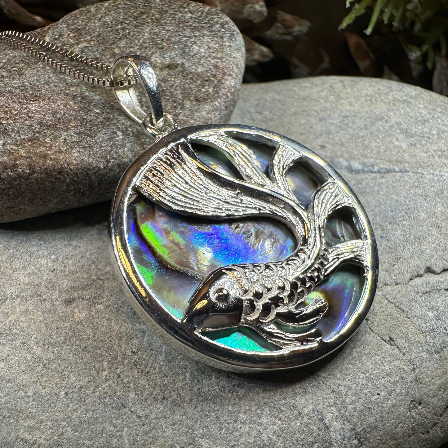 Abalone Koi Fish Necklace — view 8