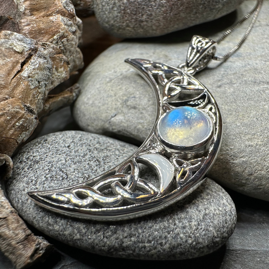 Sabrina Celtic Triple Moon Necklace in Sterling Silver