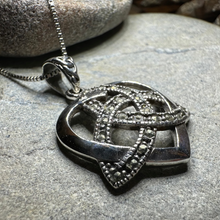 Load image into Gallery viewer, Marcasite Celtic Love Knot Necklace in Sterling Silver