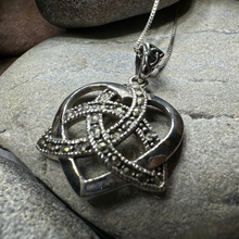 Load image into Gallery viewer, Marcasite Celtic Love Knot Necklace in Sterling Silver