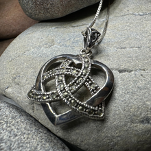 Load image into Gallery viewer, Marcasite Celtic Love Knot Necklace in Sterling Silver
