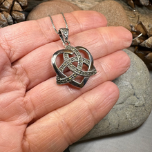 Load image into Gallery viewer, Marcasite Celtic Love Knot Necklace in Sterling Silver
