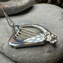 Load image into Gallery viewer, Golden Celtic Harp Necklace