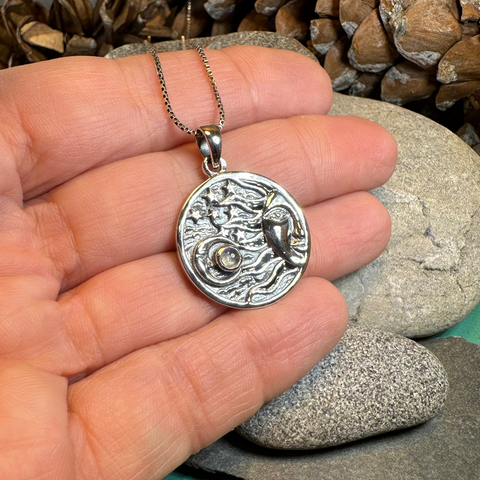 Load image into Gallery viewer, Celestial Wind Moon & Sun Necklace with Moonstone