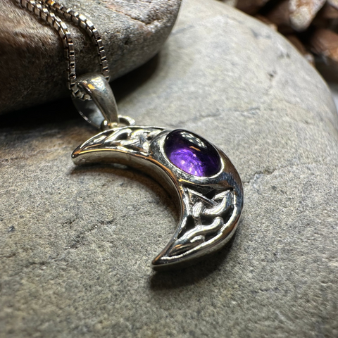 Load image into Gallery viewer, Celtic Crescent Moon Necklace in Sterling Silver