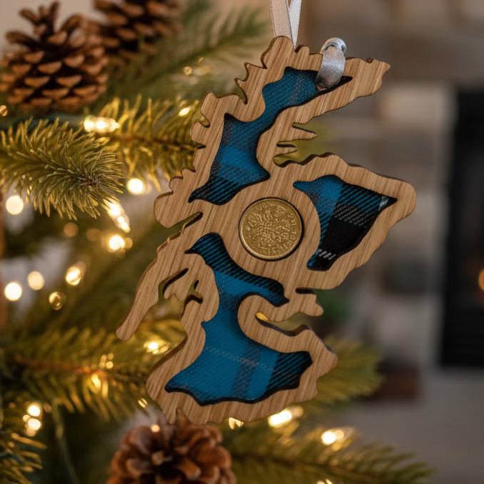 Scotland Map Lucky Sixpence Ornament — view 11