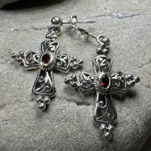 Load image into Gallery viewer, Celtic Cross Gemstone Earrings