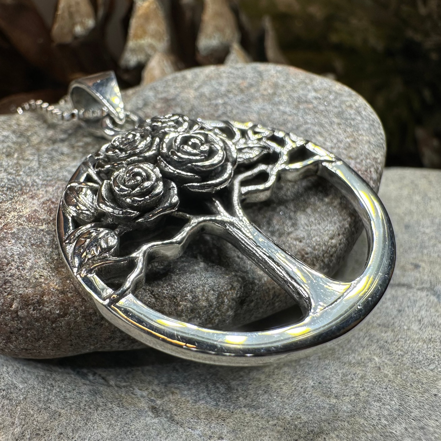 Roses Tree of Life Necklace in Sterling Silver — view 6