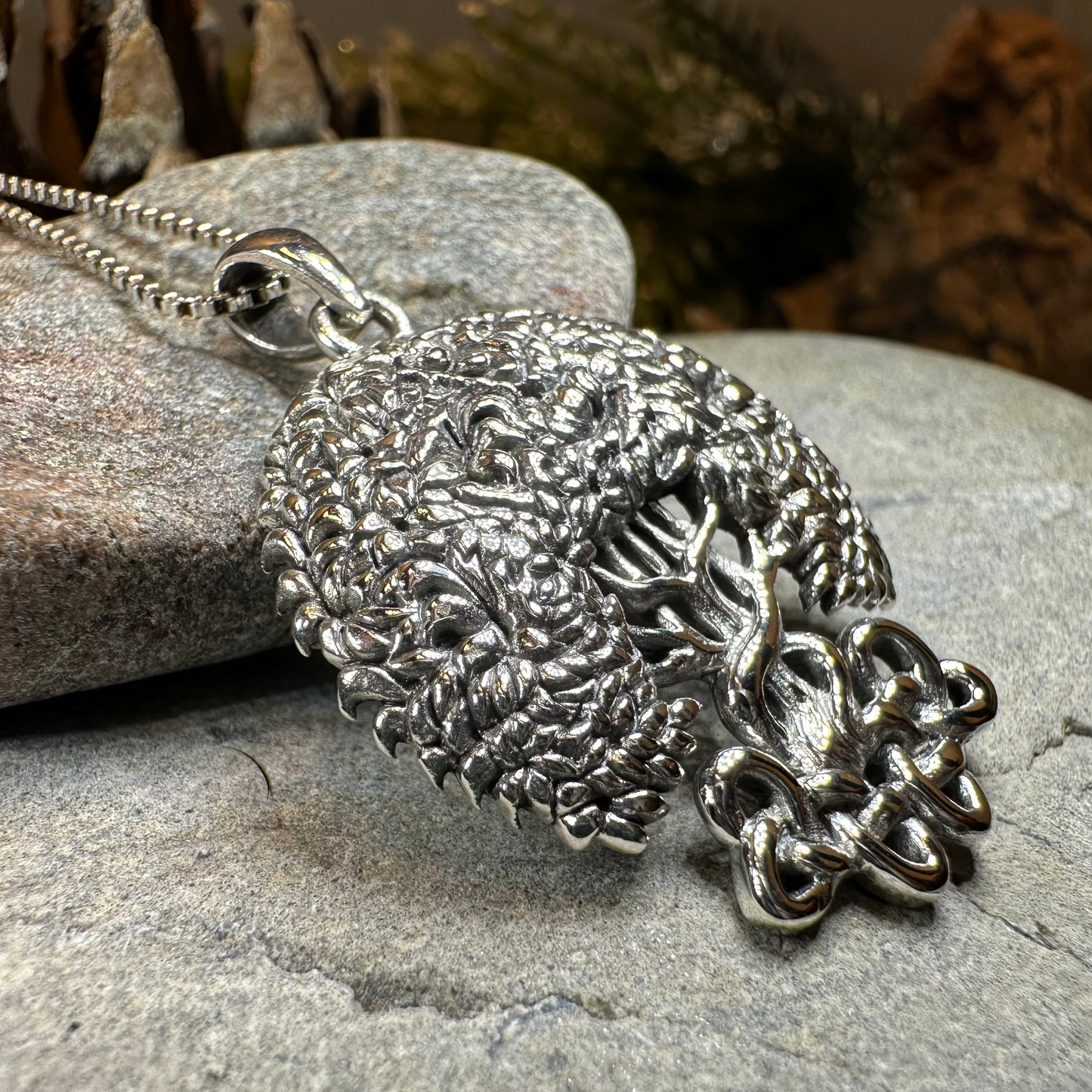 Bountiful Celtic Tree of Life Necklace in Sterling Silver — view 6