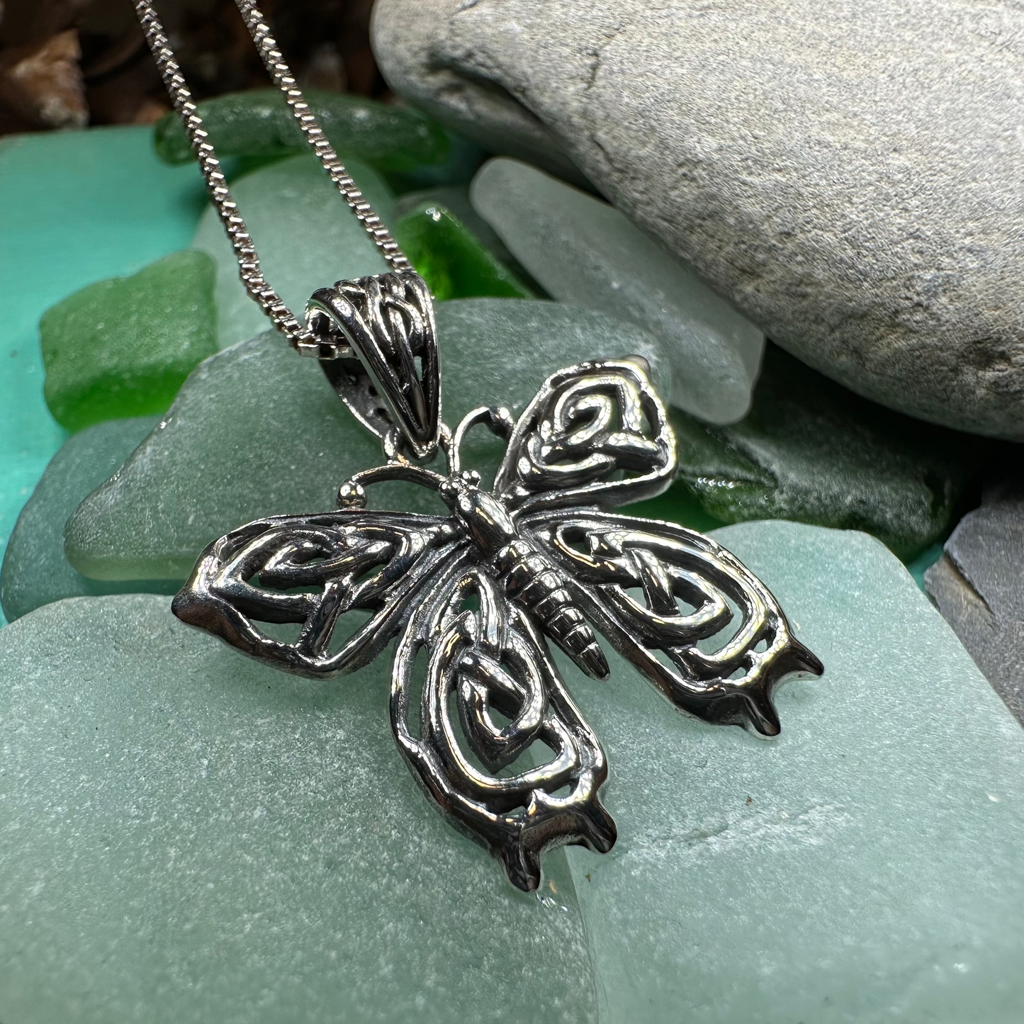 Azaria Celtic Butterfly Necklace in Sterling Silver — view 7