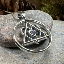 Load image into Gallery viewer, Amethyst Heart AA Sobriety Necklace