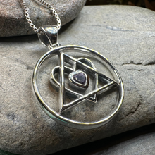 Load image into Gallery viewer, Amethyst Heart AA Sobriety Necklace