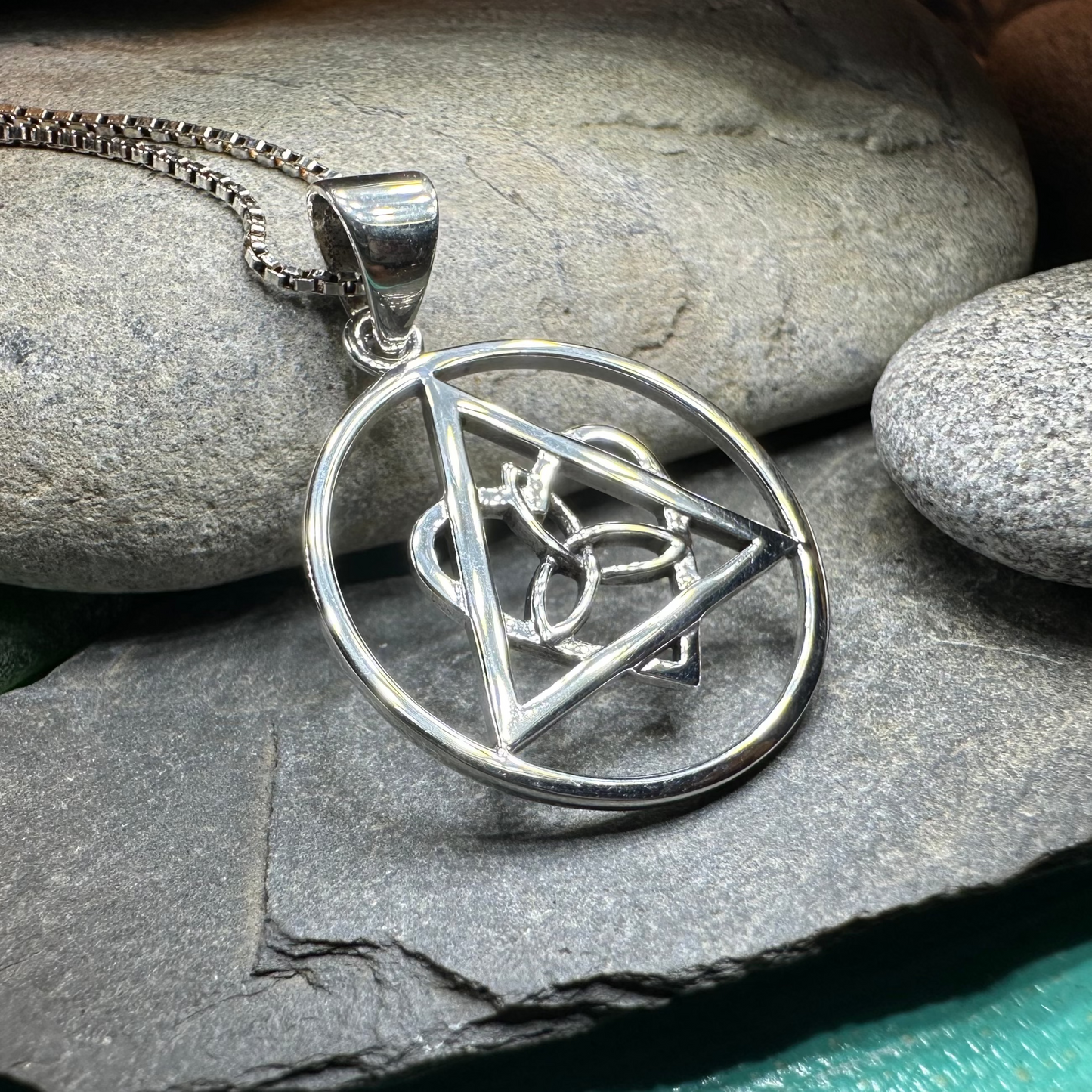 Celtic Trinity Knot AA Sobriety Necklace in Sterling Silver