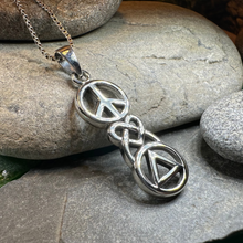 Load image into Gallery viewer, Peace, Love, & Sobriety AA Necklace