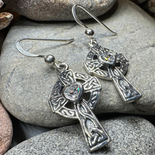Load image into Gallery viewer, Celtic Cross Heart Earrings