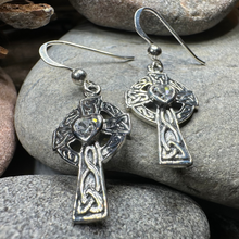 Load image into Gallery viewer, Celtic Cross Heart Earrings