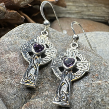 Load image into Gallery viewer, Celtic Cross Heart Earrings