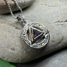 Load image into Gallery viewer, Gemstone Celtic AA Sobriety Necklace