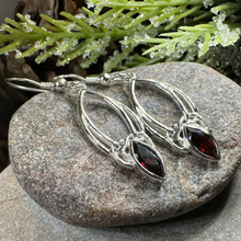 Load image into Gallery viewer, Garnet Trinity Knot Earrings