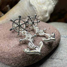 Load image into Gallery viewer, Ship's Wheel Anchor Post Earrings