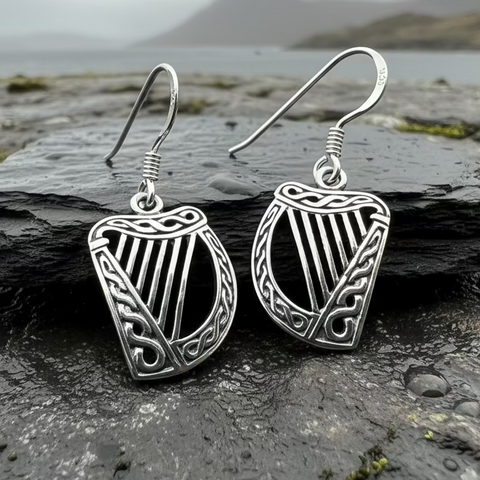 Load image into Gallery viewer, Liffey Harp Dangle Earrings