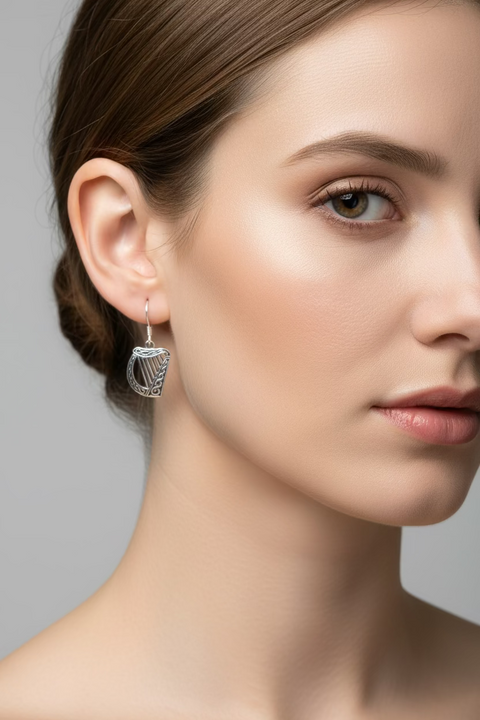 Load image into Gallery viewer, Liffey Harp Dangle Earrings