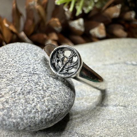 Load image into Gallery viewer, Nahla Petite Scottish Thistle Ring in Sterling Silver