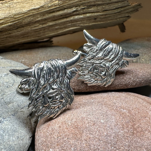 Scottish Highland Cow Cufflinks - Handmade in Scotland
