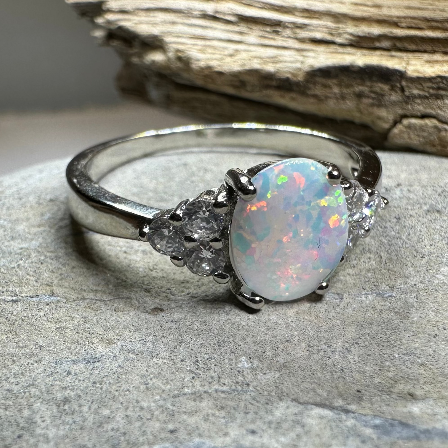 Katerina Opal Celtic Ring in Sterling Silver — view 9