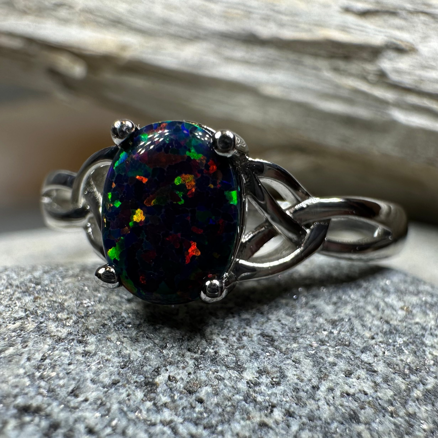 Celtic Magic Celtic Black Opal Ring — view 6