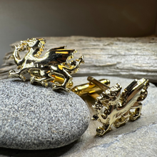 Load image into Gallery viewer, Golden Welsh Dragon Cuff Links