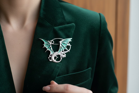 Load image into Gallery viewer, Meadowdancer Sterling Silver Dragon Brooch - Handmade in Scotland