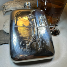 Load image into Gallery viewer, Scottish Golfer Pewter Hip Flask