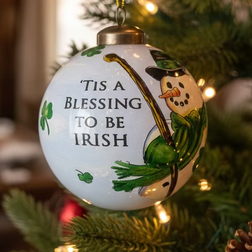 Tis A Blessing To Be Irish Snowman Ornament — view 2