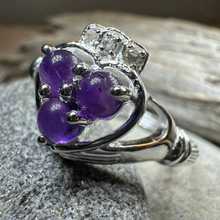 Load image into Gallery viewer, Eternity Amethyst Claddagh Ring