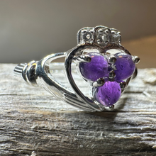 Load image into Gallery viewer, Eternity Amethyst Claddagh Ring