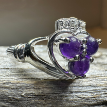 Load image into Gallery viewer, Eternity Amethyst Claddagh Ring