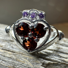 Load image into Gallery viewer, True Love Garnet Claddagh Ring